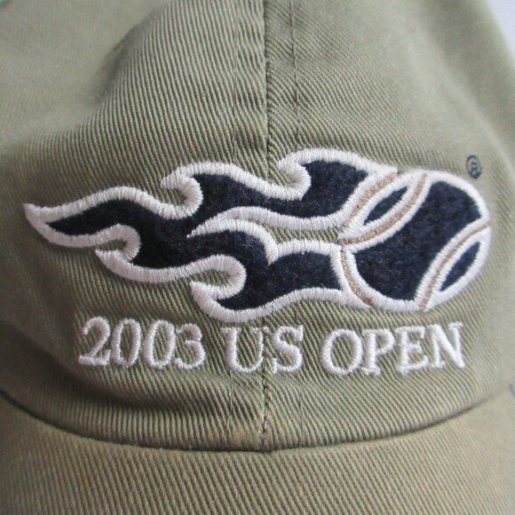 US Open 2003 Tennis FILA Khaki Baseball Hat Cap One Size NYC 100% Cotton Adj - Picture 3 of 14